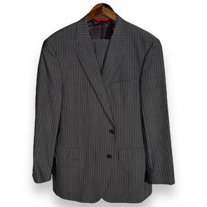 Samuelsohn Gable Gray Striped Super 130s Suit Size 44R